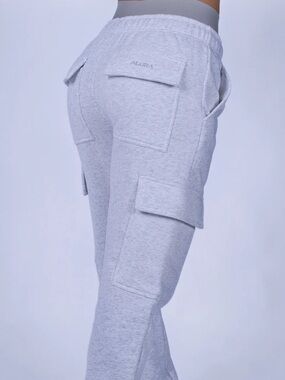 Alura High Waisted Heather Gray Cargo Sweatpants